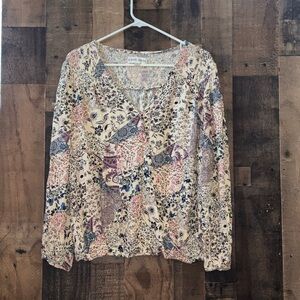 Women’s Sz XXL Knox Rose Floral Patchwork Blouse Multicolor